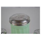 Vintage Green Glass Shaker Set - Salt, Pepper, and Sugar Dispenser