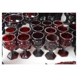 Large Lot Ruby Red Glassware - Assorted Dishes, Goblets, Bowls & More