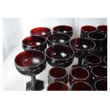 Large Lot Ruby Red Glassware - Assorted Dishes, Goblets, Bowls & More