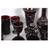 Large Lot Ruby Red Glassware - Assorted Dishes, Goblets, Bowls & More