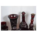 Large Lot Ruby Red Glassware - Assorted Dishes, Goblets, Bowls & More