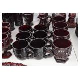 Large Lot Ruby Red Glassware - Assorted Dishes, Goblets, Bowls & More