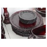 Large Lot Ruby Red Glassware - Assorted Dishes, Goblets, Bowls & More