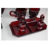 Large Lot Ruby Red Glassware - Assorted Dishes, Goblets, Bowls & More