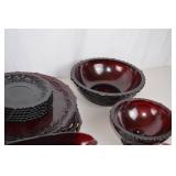 Large Lot Ruby Red Glassware - Assorted Dishes, Goblets, Bowls & More