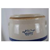 Vintage 3-Gallon Stoneware Crock with Lid and Blue Crown Mark