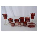 Early 1900s Ruby Stained Glass Souvenir Collection