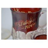Early 1900s Ruby Stained Glass Souvenir Collection