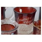 Early 1900s Ruby Stained Glass Souvenir Collection