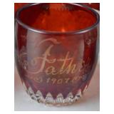 Early 1900s Ruby Stained Glass Souvenir Collection