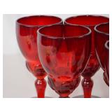 8 New Martinsville "Moon Drops" Ruby Red Goblets, 1932-1940
