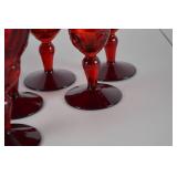 8 New Martinsville "Moon Drops" Ruby Red Goblets, 1932-1940