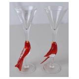 Murano Glass Bird Stem Wine Glasses