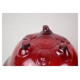 Set of 3 Red Glass Decorative Bowls - Various Footed & Patterned Styles