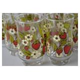 Vintage Anchor Hocking "Strawberry Blossom" Juice Glasses, 4" Tall