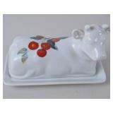BIA Cordon Bleu Cow Shaped Ceramic Butter Dish with Cherry Design