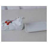 BIA Cordon Bleu Cow Shaped Ceramic Butter Dish with Cherry Design