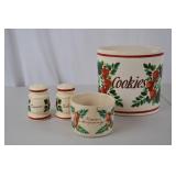 Vintage Strawberry Ceramic Kitchen Set - Cookie Jar, Salt & Pepper, Cups (5 pcs)