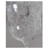 Vintage Etched Crystal Stemware Set with Rose Motif