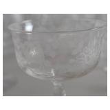 Vintage Etched Crystal Stemware Set with Rose Motif