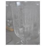 Vintage Etched Crystal Stemware Set with Rose Motif