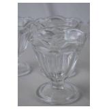 Set of 6 Clear Glass Ice Cream Dessert Dishes - Scalloped Edge, 4.5 in Tall
