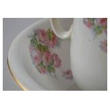 Antique Porcelain Wash Pitcher and Bowl Set, Floral with Gold Trim