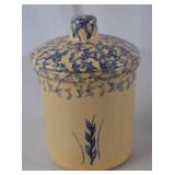 Robinson Ransbottom 1 Qt Stoneware High Jar with Lid - Blue Spongeware
