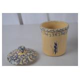 Robinson Ransbottom 1 Qt Stoneware High Jar with Lid - Blue Spongeware