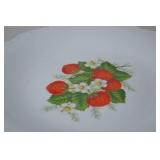 Porcelain Strawberry Pedestal Cake Plate with Gold Trim - 11 Inch