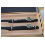 Cross Gold-Tone Pen w/ Onan Logo & Quill Pen Set in Boxes