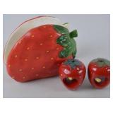 Strawberry Ceramic Napkin Holder and Napkin Rings, Encore Promotions