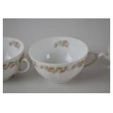 Set of 4 Bassett Limoges Austria Porcelain Teacups with Floral Trim