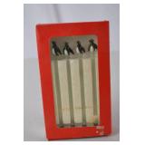 Set of 4 Handmade Glass Penguin Drink Stirrers in Box