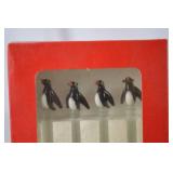 Set of 4 Handmade Glass Penguin Drink Stirrers in Box
