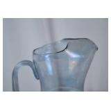 Antique Hand-Blown Blue Glass Pitcher, 9 Inch