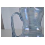 Antique Hand-Blown Blue Glass Pitcher, 9 Inch