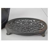 Vintage Cast Iron Teapot with Trivet