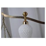 Vintage Decorative Balance Scale with Hobnail Milk Glass and Brass