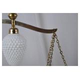 Vintage Decorative Balance Scale with Hobnail Milk Glass and Brass