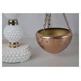 Vintage Decorative Balance Scale with Hobnail Milk Glass and Brass