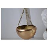 Vintage Decorative Balance Scale with Hobnail Milk Glass and Brass