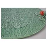 Bordallo Pinheiro Green Strawberry Majolica Tray, Portugal