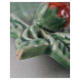 Bordallo Pinheiro Green Strawberry Majolica Tray, Portugal