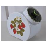 Vintage Ceramic Strawberry Kitchen Canister with Lid - 8 in.