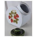 Vintage Ceramic Strawberry Kitchen Canister with Lid - 8 in.