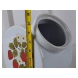 Vintage Ceramic Strawberry Kitchen Canister with Lid - 8 in.