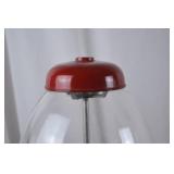 Vintage Red Metal and Glass Gumball Machine, 15 Inches Tall