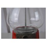 Vintage Red Metal and Glass Gumball Machine, 15 Inches Tall