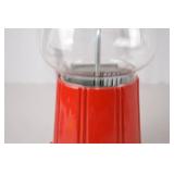 Vintage Red Metal and Glass Gumball Machine, 15 Inches Tall